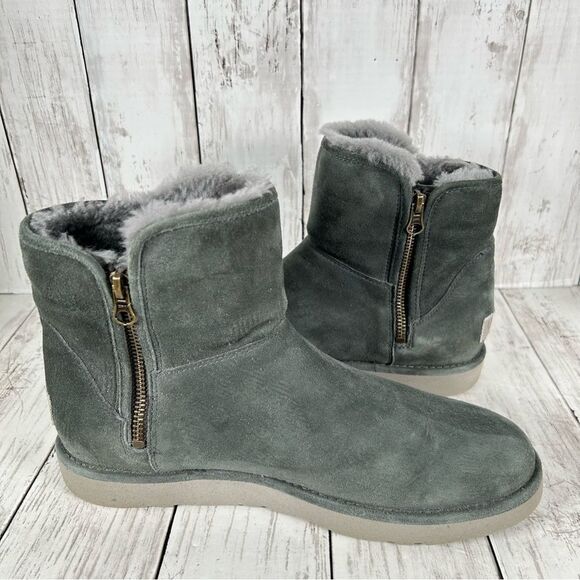 UGG Abree Mini Green Gray Ankle Boots Women’s Size 10 EU 41 S/N 1016548 - Picture 4 of 10
